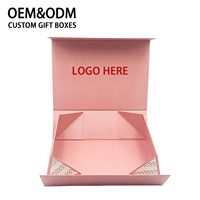 Boîte pliante rose de luxe personnalisée avec logo en feuille d'or, écologique, recyclable, pliable, en papier rigide, emballage cadeau pour cosmétiques