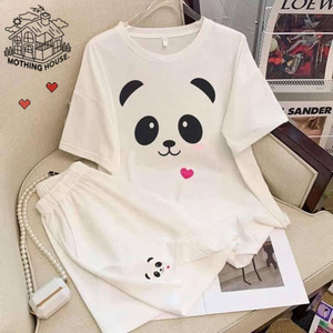 2026 Comfortable Breathable Cartoon Cute Loose Pullover <strong>Short</strong> <strong>t</strong> <strong>Shirts</strong> Casual <strong>Shorts</strong> <strong>Women</strong> Funny 2 Pieces <strong>Sets</strong> Suit Wholesale - Product Image 3