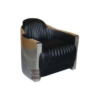 <span class=keywords><strong>Silla</strong></span> de Cuero Negro para Bañera de Aviador, Sofá de Cohete de Cuero Real, Remaches Industriales para Oficina en Casa o Dormitorio de Ocio - Product Image 3