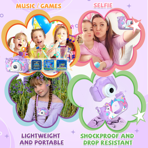 Appareil Photo Jouet pour Enfants avec Batterie Intégrée Capteur CMOS Vidéo Full HD Double Appareil Photo <span class=keywords><strong>Musique</strong></span> et Jeux de Puzzle pour 3-7 Ans - Product Image 5