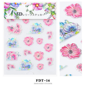Autocollants pour ongles Honey <span class=keywords><strong>Phoebe</strong></span> 20 Designs Starry Sky Paper 5D Flower Series Embossed Nail Art Sticker 8.2*6.4cm Water Stickers 5d - Product Image 4