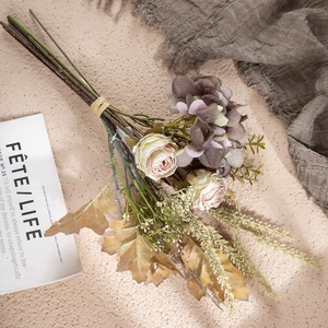 CallaFloral Fleurs Artificielles Bouquet de Roses et d'Hortensias en Tissu Plastique Tressé Décoration Maison Accessoires de Mariage CF01210 - Product Image 1