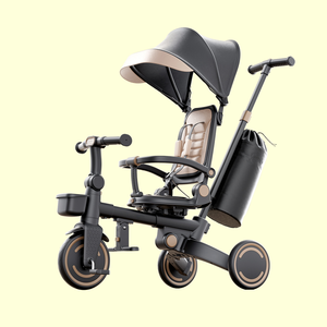 Poussette bébé convertible multi-modes, tricycle 105 ° -145 °   Siège <span class=keywords><strong>inclinable</strong></span> léger et pliable pour vélo d'apprentissage pour enfants, intérieur/extérieur - Product Image 6