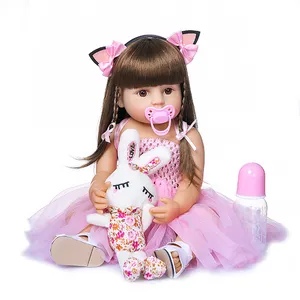 55Cm NPK Toddler Dolls Pink Princess Baby Toy Soft Full Silicone Body Reborn Doll