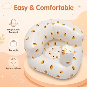Siège <span class=keywords><strong>de</strong></span> sol gonflable pour bébé avec pompe à air intégrée, motif citrouille, portable, moderne, pour l'apprentissage <span class=keywords><strong>de</strong></span> la position assise et l'assistance à l'alimentation, pour chambre et extérieur - Product Image 1