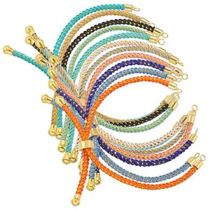 Half-finished Bracelet String Cord With Gold Accents Sliding Slider Stopper Beads,Adjustable Cords for Bolo Bracelet Making