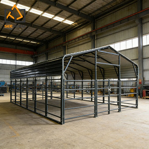 Moderner 6x6m Outdoor Tragbarer Verzinkter Stahl Pferdebox Temporärer Pferdestall Viehunterstand für Nutztiere mit Dach - Product Image 2