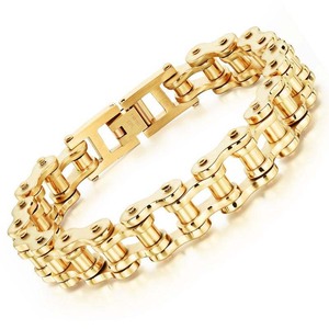 Gold Plated 316L Stainless Steel Fashion Sports <strong>Bike</strong> <strong>Chain</strong> Style Mens <strong>Bracelet</strong> - Product Image 1