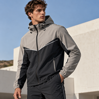 Ensemble de survêtement d'hiver pour homme, coupe-vent imperméable mi-lourd, personnalisé OEM/ODM, avec fermeture éclair, en polyester/nylon, pour la gym et le fitness
