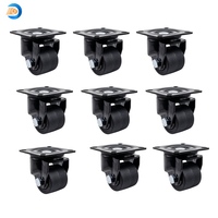 Roulettes robustes de 2,5 pouces, qualité industrielle, nylon noir, 1100 LBS, roulettes pivotantes à plaque, roulement à billes, sans frein, pour armoire de machines