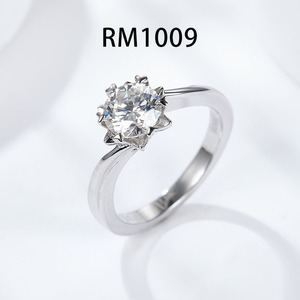 925 Sterling Silver D Color Moissanite pietra anello di fidanzamento per gli uomini delle donne - Product Image 3