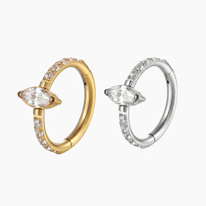 حلقة أنف من التيتانيوم والزركون عالية الجودة مقاومة للماء بالجملة، متوافقة مع معيار ASTM F136، حلقة للغضروف والأذن والتراغوس والهيليكس - Product Image 2