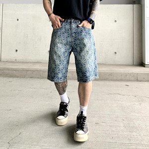 ファッションストーンウォッシュプリントメンズショーツブルージーンズメンズカジュアルパンツハイストリートデザイナーバイブヒップホップメンズジーンズ
