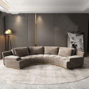 Sofá Seccional en Forma de C Tapizado en Terciopelo para Sala de Estar, Muebles Modernos de Lujo, Sofás FD-SF-01-ARTU ROUND - Product Image 1