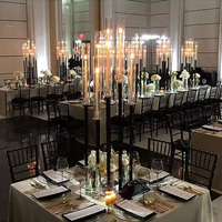 Chandelier de table moderne en métal noir à 9 bras de haute qualité pour décoration de mariage
