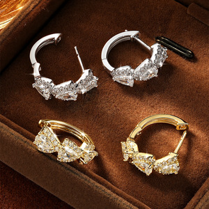 Pendientes de aro de cobre con diamantes de moissanita talla pera de 2.1 quilates, calidad VVS D GRA, chapados en oro de 14K, estilo vintage para mujer. - Product Image 4