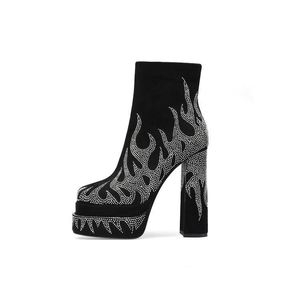 Stivali da Donna Nuovi Modelli 2026 con Motivo a Fiamma Perlato, Punta Quadrata, Cerniera Laterale e Tacco Spesso Alto - Product Image 5