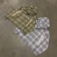 Vestes imperméables surdimensionnées personnalisées pour hommes avec broderie, patchwork personnalisé, imprimé à carreaux, coupe-vent d'extérieur à capuche, vestes homme