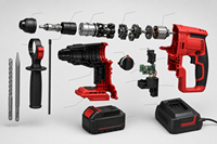 Marteau perforateur rotatif sans fil 18V, 4 modes de fonctionnement, portable, lithium-ion, pour béton, maçonnerie, métal, bois