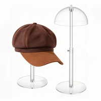 Support réglable en hauteur pour perruques et chapeaux en acrylique antidérapant, avec design fonctionnel pour chapeaux en mousse et perruques, noir et transparent