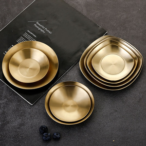 Stainless Steel Snack Plates 304 Round Square Set For Food Serving Dessert Condiment Kimchi <b>BBQ</b> Side Dish - Product Image 1
