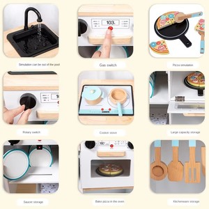 Juego de Cocina de Madera Estilo Coreano con Mini Refrigerador, Estufa, Ollas, Juego de Imitación, Decoración del Hogar para Niños, Juego de Roles Divertido - Product Image 3
