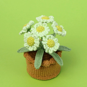 Pianta in vaso lavorata a maglia uncinetto filato tessuto di simulazione fiore per la casa Desktop Bonsai decoro - Product Image 2
