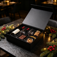 Boîte cadeau personnalisée en carton noir avec insert en mousse découpé, plateau et couvercle magnétique, taille sur mesure, emballage cadeau d'entreprise, vente en gros, OEM, carton recyclable