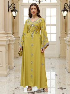 Vestido holgado Musilin para mujer, estilo Oriente Medio, con pedrería aplicada a mano, estilo Dubai, Arabia Saudita, <span class=keywords><strong>Mosi</strong></span>, Nuevo - Product Image 3