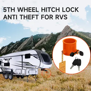 RVまたはトレーラー用の警告タグ付きの頑丈な盗難防止5輪トレーラーヒッチスチールセキュリティロック