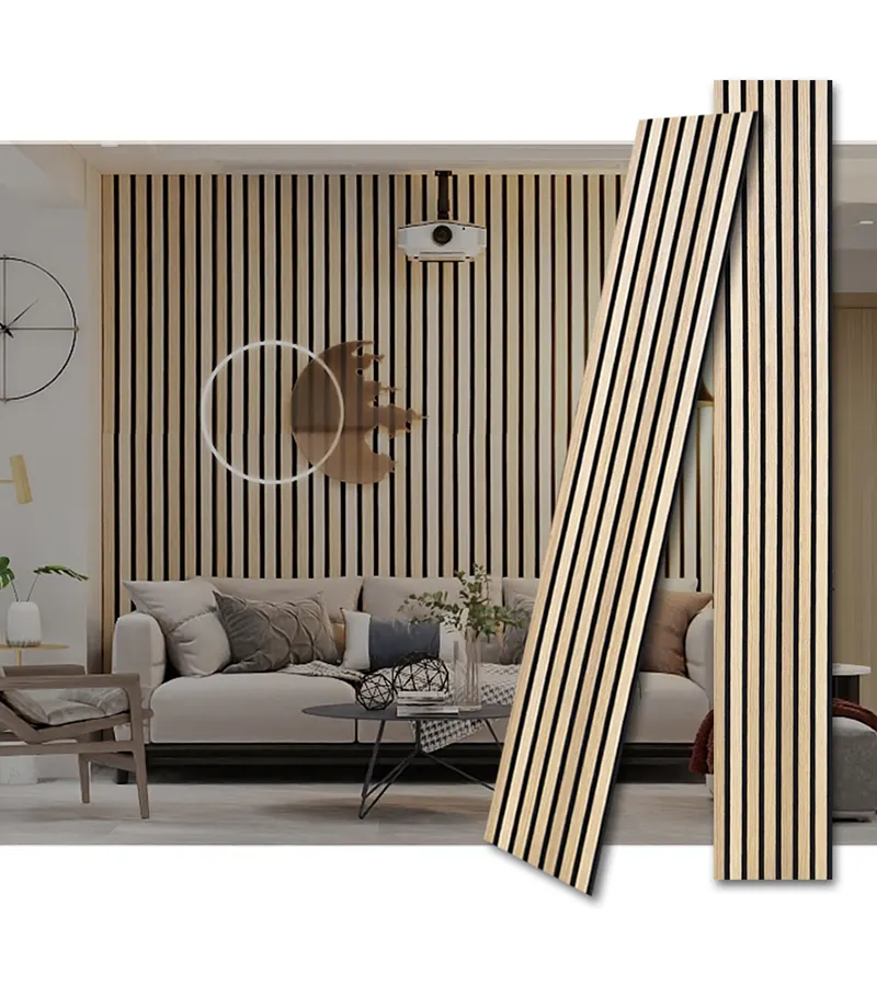 Kasaro thiết kế mới polyester sợi đá đen Panel tường Veneer Acoustic gỗ Bảng điều khiển văn phòng đồ nội thất