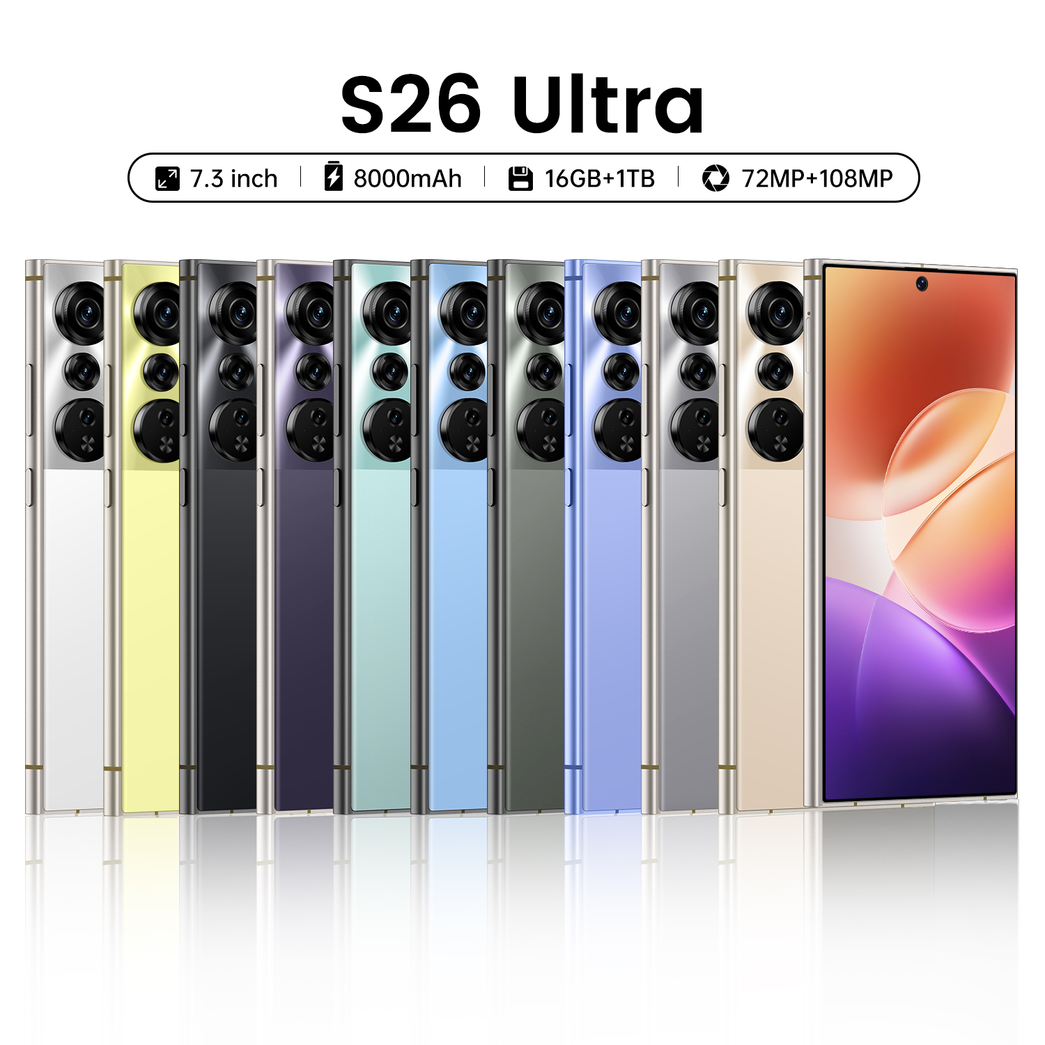 New Coming 2025 Hot Product S26 ULTRA <strong>5G</strong> LTE Smartphone 7.3 Inch HD Display 108MP Deca Core Snapdragon 800 Series <strong>Android</strong> <strong>Phone</strong>
