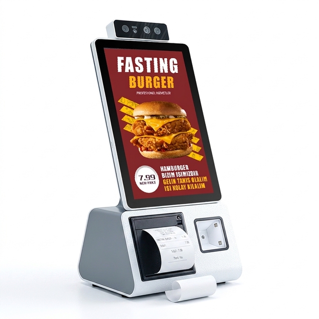 15.6inch Windows/Android Mini Self Service Kiosk POS System with NFC/Wi-Fi 6 Capacitive Touch Screen Grey