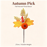 Tige de feuille d'érable artificielle en forme de citrouille, branche florale artificielle pour la récolte d'automne et Thanksgiving, pour la décoration de la maison et des fêtes