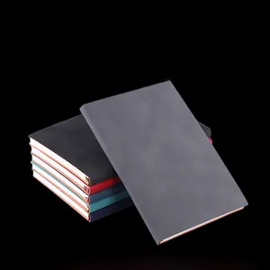 Caderno de diário com logotipo personalizado a5 b5 a6, livro de notas liso de camurça, couro de carneiro escovado, capa solffold com impressão personalizada