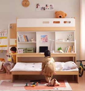 <span class=keywords><strong>Lit</strong></span> superposé multifonctionnel en bois pour enfants avec bureau informatique intégré, meubles de rangement dissimulés et escalier escamotable - Product Image 6