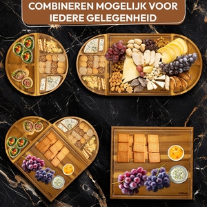 Tabla de <span class=keywords><strong>Tapas</strong></span> de Acacia, Tabla de Servir Magnética, Tabla Modular para Quesos y Aperitivos, Tabla Expandible para Bebidas para Entretener - Product Image 3