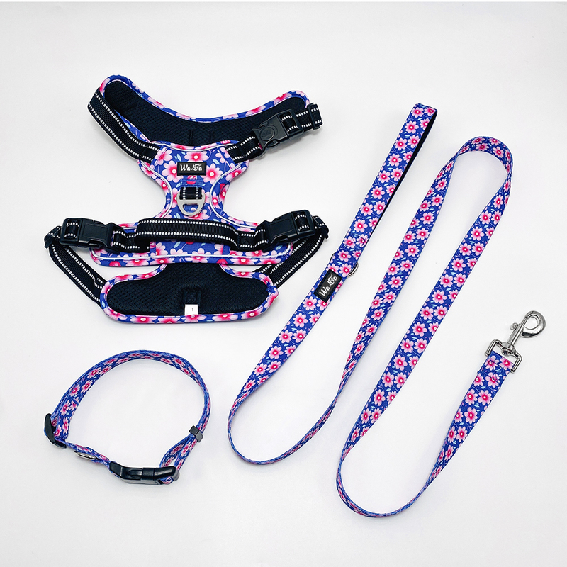 Custom Pink Floral Reflective Oxford Dog