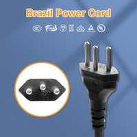 Connecteur de cordon d'alimentation brésilien à 3 broches prise de courant alternatif prise de câble d'extension brésil suisse à 3 broches cordon d'alimentation cuiseur à riz fil électrique