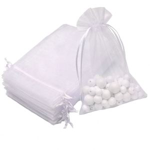 100 sacs en organza en maille PVC 4x6 avec logo personnalisé, pochette à bijoux avec cordon de serrage, cadeau pour mariage ou fête - Product Image 4