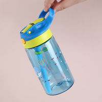 Bouteille d'eau pour enfants avec paille, couvercle anti-fuite, embout en silicone, sans BPA, en Tritan résistant, pour la gym