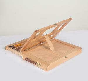 Chevalet de peinture portable de haute qualité en bois de hêtre avec poignée en cuir, valise de peinture, fournitures d'art - Product Image 2