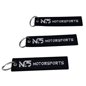 Factory Wholesale <b>Custom</b> Logo Woven Jet Tags Letter Charms <b>Keychain</b> - Product Image 3