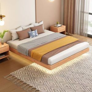 Marco de cama <span class=keywords><strong>flotante</strong></span> de madera con cama de pared tamaño King de madera de <span class=keywords><strong>roble</strong></span> maciza moderna ligera con almacenamiento cama <span class=keywords><strong>flotante</strong></span> de madera Tatami - Product Image 6