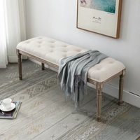 Banc d'appoint contemporain en tissu, tabouret ottoman capitonné pliable pour chambre, couloir, salon, blanc crème