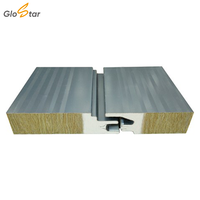 Panneau sandwich industriel en laine de roche isolant thermiquement et ignifuge GLOSTAR 50 mm 100 mm pour toiture de bâtiment, atelier, structure sportive