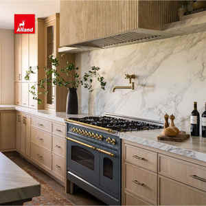 Alland ตู้กับข้าวแบบเขย่าทันสมัยตู้เฟอร์นิเจอร์ไม้โอ๊คสีขาวตู้ครัวสำหรับโครงการอพาร์ตเมนต์ - Product Image 1