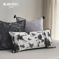 2024 nouveau Floral Polyester Jacquard taie d'oreiller peinture chinoise Style housse de coussin pour salon décor à la maison hôtel fournitures