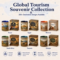 Tasses en céramique souvenirs touristiques Afrique Kenya, motif faune de la savane, pour café et lait, personnalisables OEM ODM, vente en gros