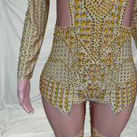 Combinaisons en strass pour soirée Gold Club 2026, combinaison de scène pour femmes, body grande taille, combinaisons pour spectacle de drag, tenue de festival